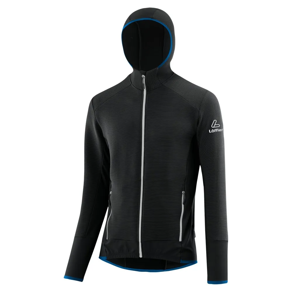 Löffler Transtex® Rib Fleecejacka Med Huva, Black / marin