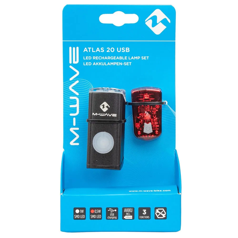M-Wave Atlas 20 Usb Cykellampset, Black, One Size M-Wave Atlas 20 Usb Cykellampset, Black, One Size