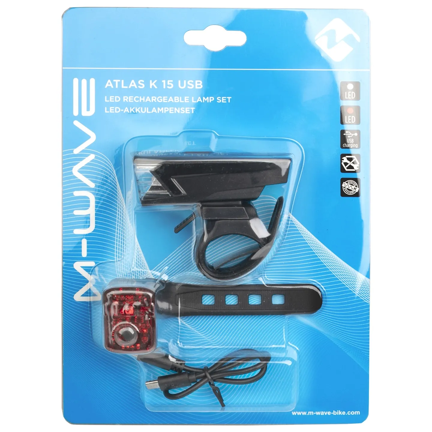 M-Wave Atlas K15 Ljussett, Black, 70 Lumens M-Wave Atlas K15 Ljussett, Black, 70 Lumens
