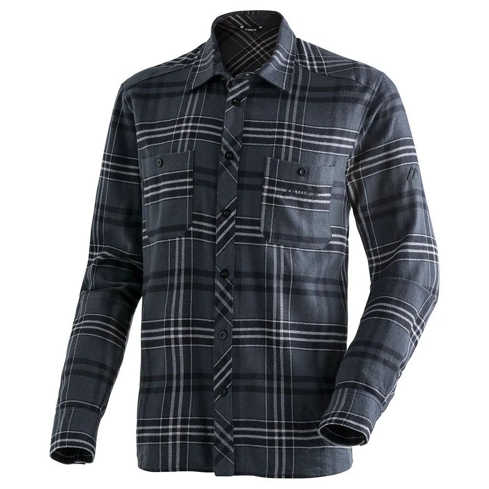 Maier Sports Predeal M Skjorta Med Långa ärmar, Grey check, Regular