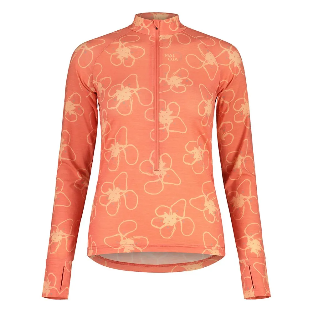 Maloja Traunseem Halv Dragkedja Långärmad T-shirt, Cranberry ropeflower