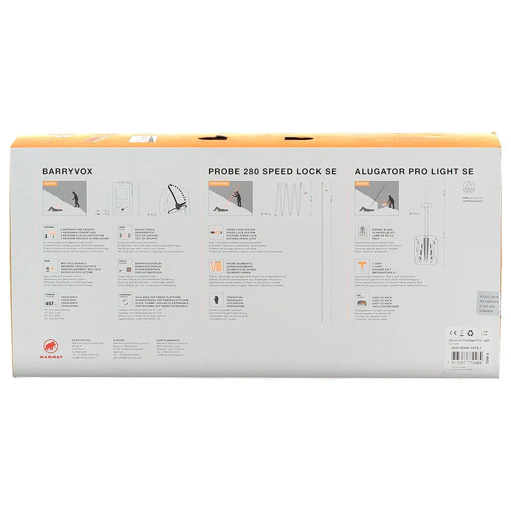 Mammut Barryvox Pro Light Europe Lavinutrustning, Black, One Size