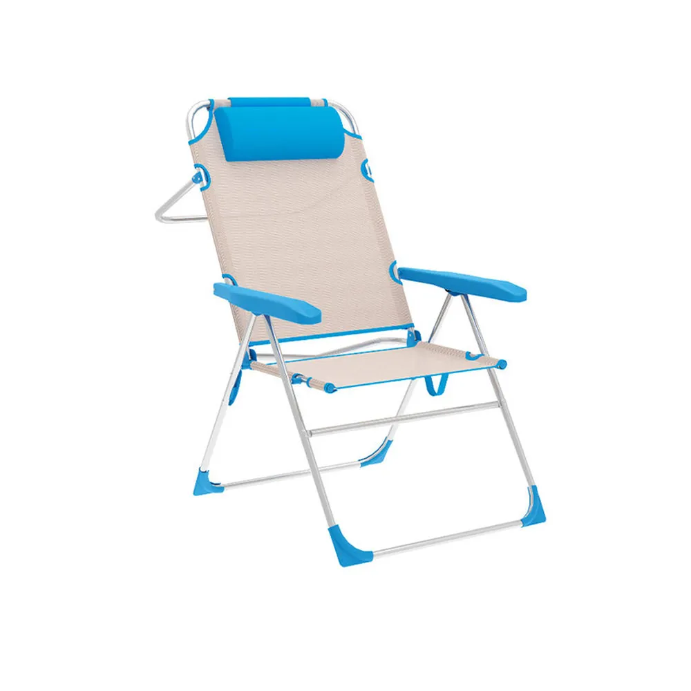 Marbueno Summer 10174 67x66x99 Cm Aluminium Multipositions Hopfällbar Stol unisex, Beige / blue, 67 x 66 x 99cm