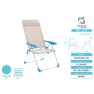 Marbueno Summer 10175 69x58x109 Cm Aluminium Multipositions Hopfällbar Stol unisex, Beige / blue, 69 x 58 x 109cm