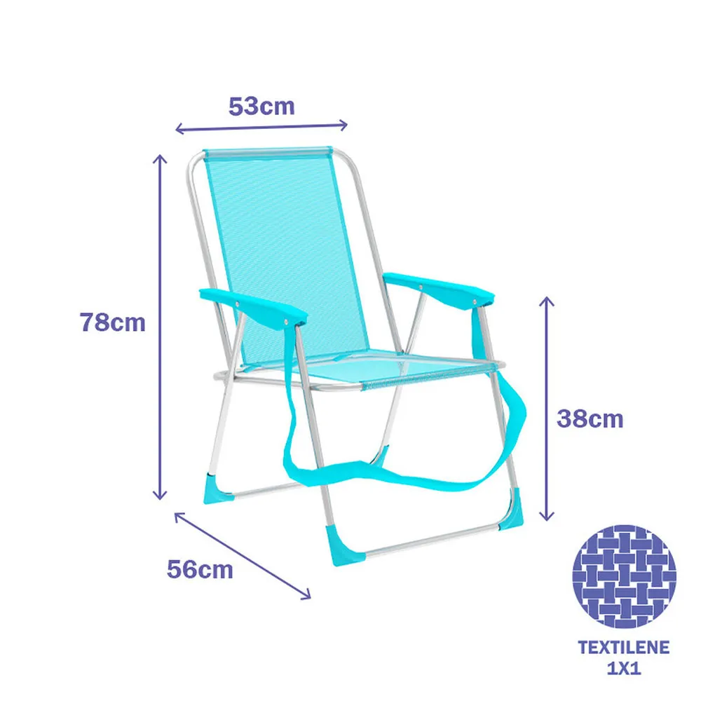 Marbueno Summer 10307 53x56x78 Cm Fällbar Stol I Aluminium unisex, Aquamarine, 53 x 56 x 78cm Marbueno Summer 10307 53x56x78 Cm Fällbar Stol I Aluminium unisex, Aquamarine, 53 x 56 x 78cm