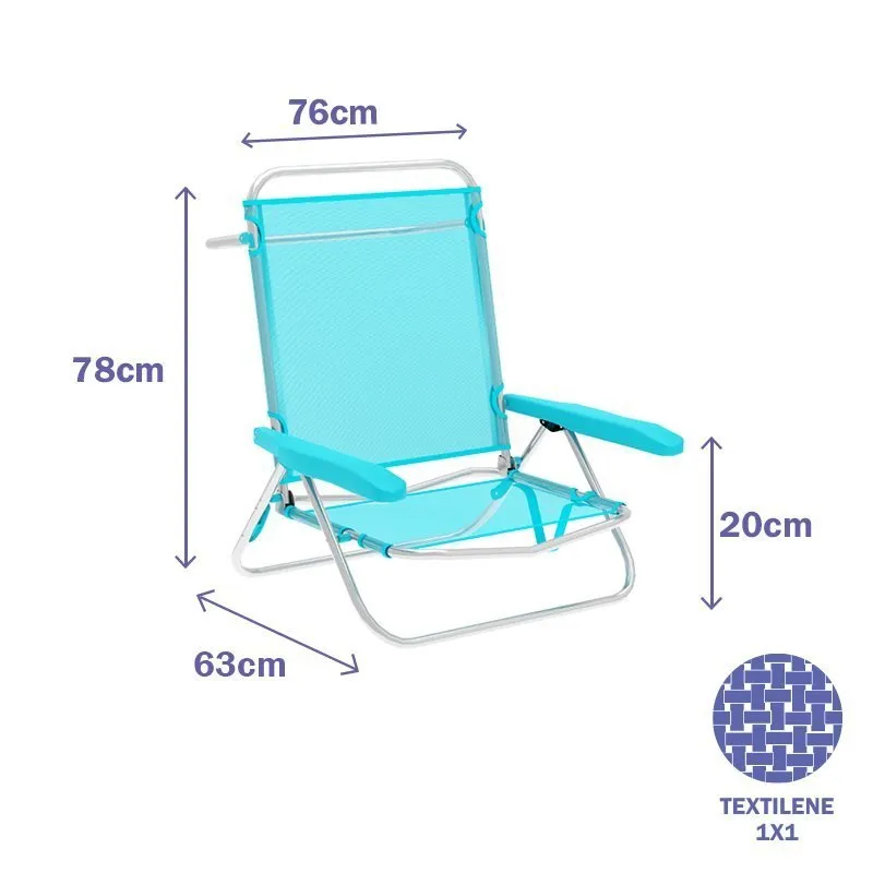 Marbueno Summer 63x76x78 Cm Låg Fällbar Stol 5 Positioner unisex