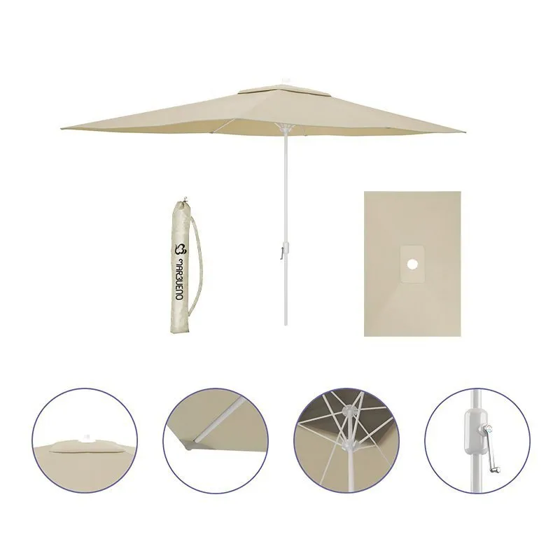Marbueno Summer Aluminium Rund Parasoll Med Stolphöjd 200 Cm 35 Mm 300 Cm unisex, Beige, One Size