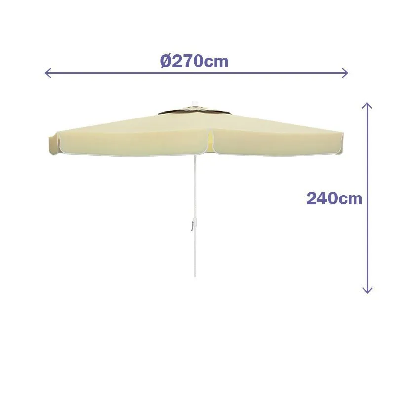 Marbueno Summer Aluminium Rund Parasoll Med Stolphöjd 270 Cm 35 Mm 240 Cm unisex, Beige, One Size