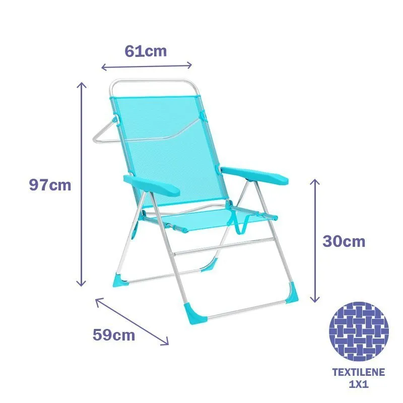 Marbueno Summer Fällbar Stol 5 Positioner 59x61x97 Cm unisex