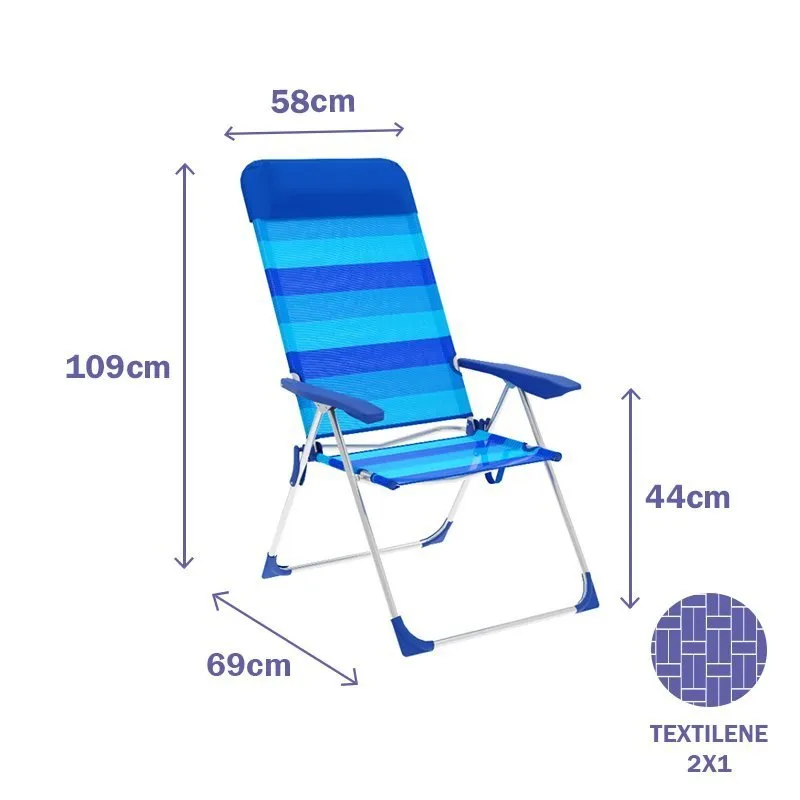 Marbueno Summer Fällbar Stol 5 Positioner 69x58x109 Cm unisex