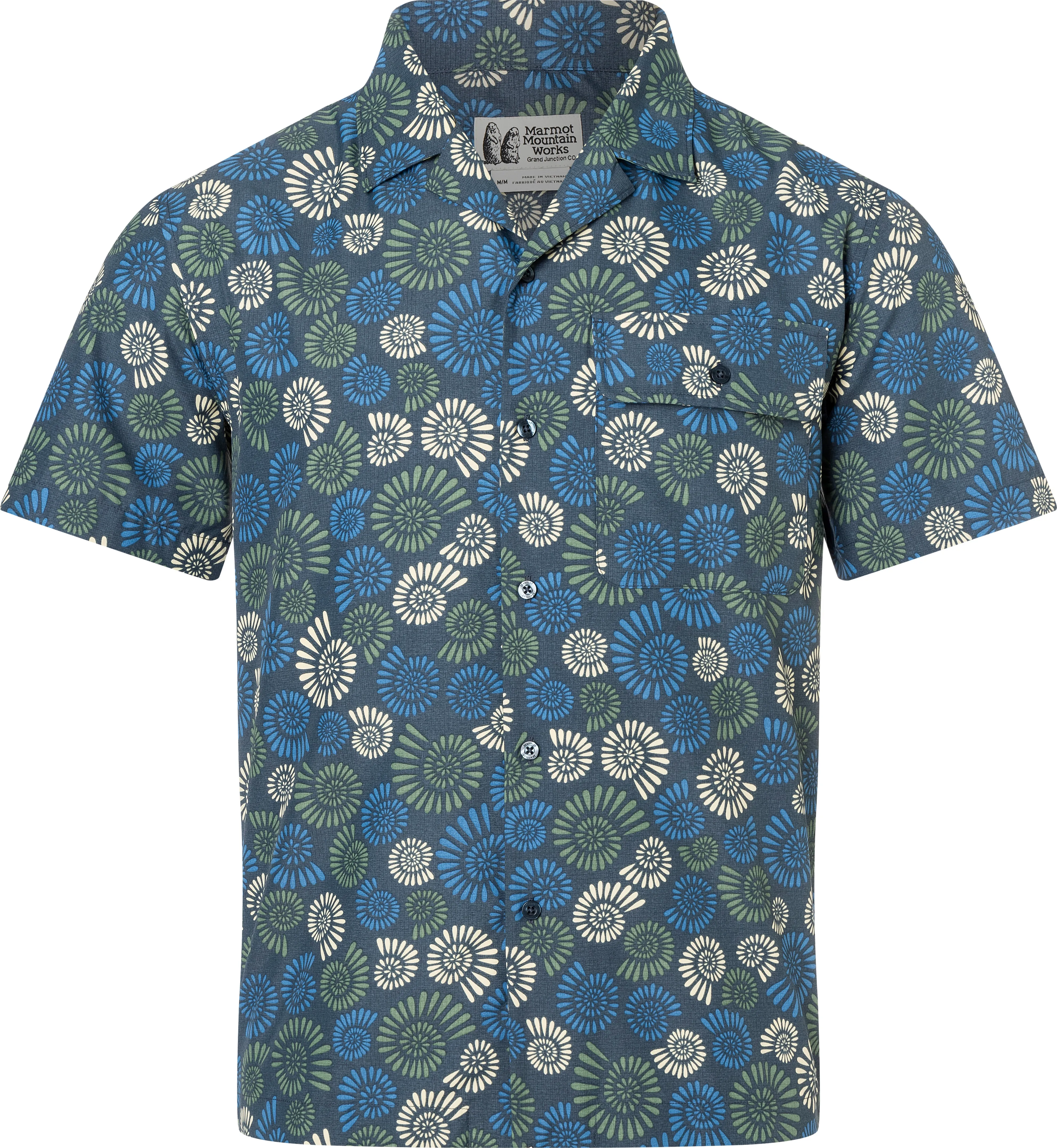Marmot Men's Airexchange Upf 40 Camp Novelty Ss Shirt, Thunderhead Multi Fossil Marmot Men's Airexchange Upf 40 Camp Novelty Ss Shirt, Thunderhead Multi Fossil