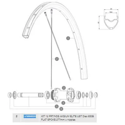 Mavic Aksium Elite Ust Disc 650b Vänstra Ekrar 12 Enheter, Black, 277mm