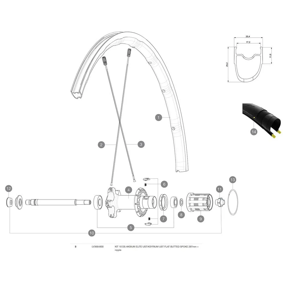 Mavic Aksium Elite Ust/ksyrium Ust Bakre Högra Ekrar 10 Enheter, Black, 297mm