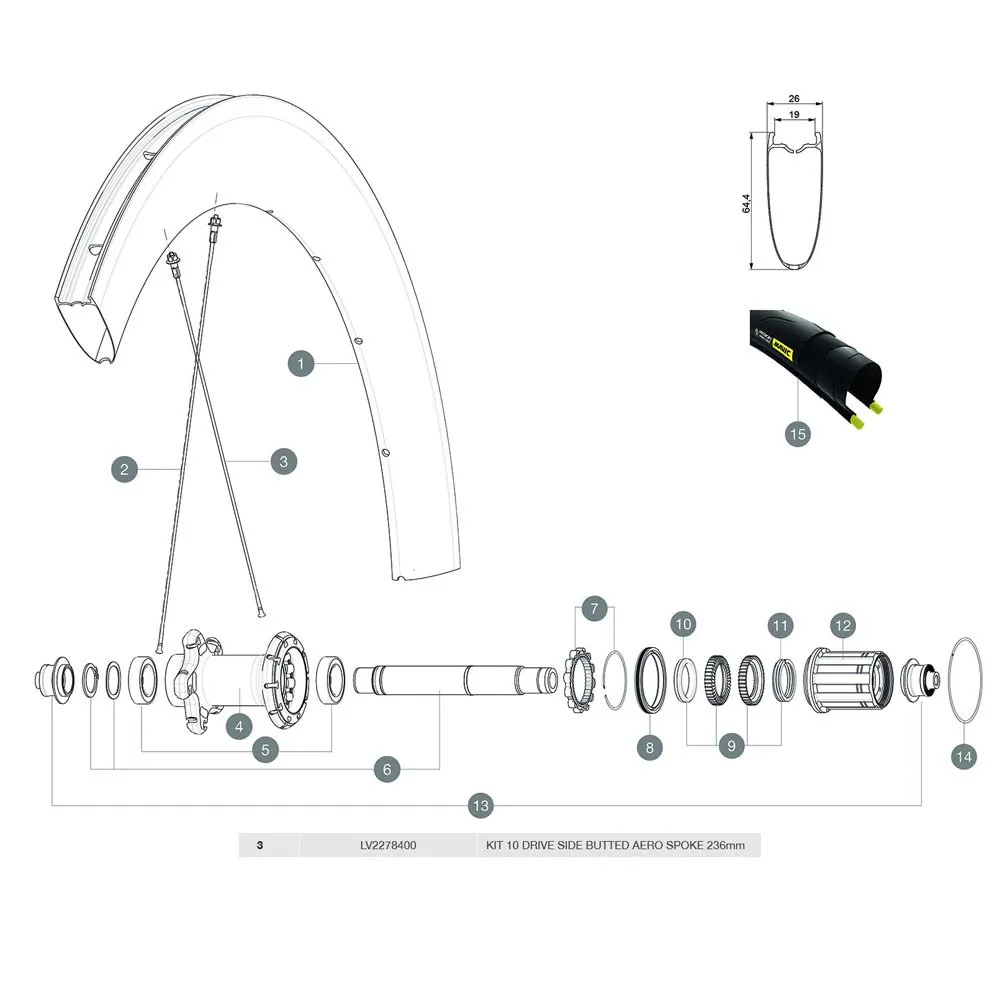 Mavic Comete Pro Carbon Sl T Bakre Vänster Ekrar 10 Enheter, Black, 236mm