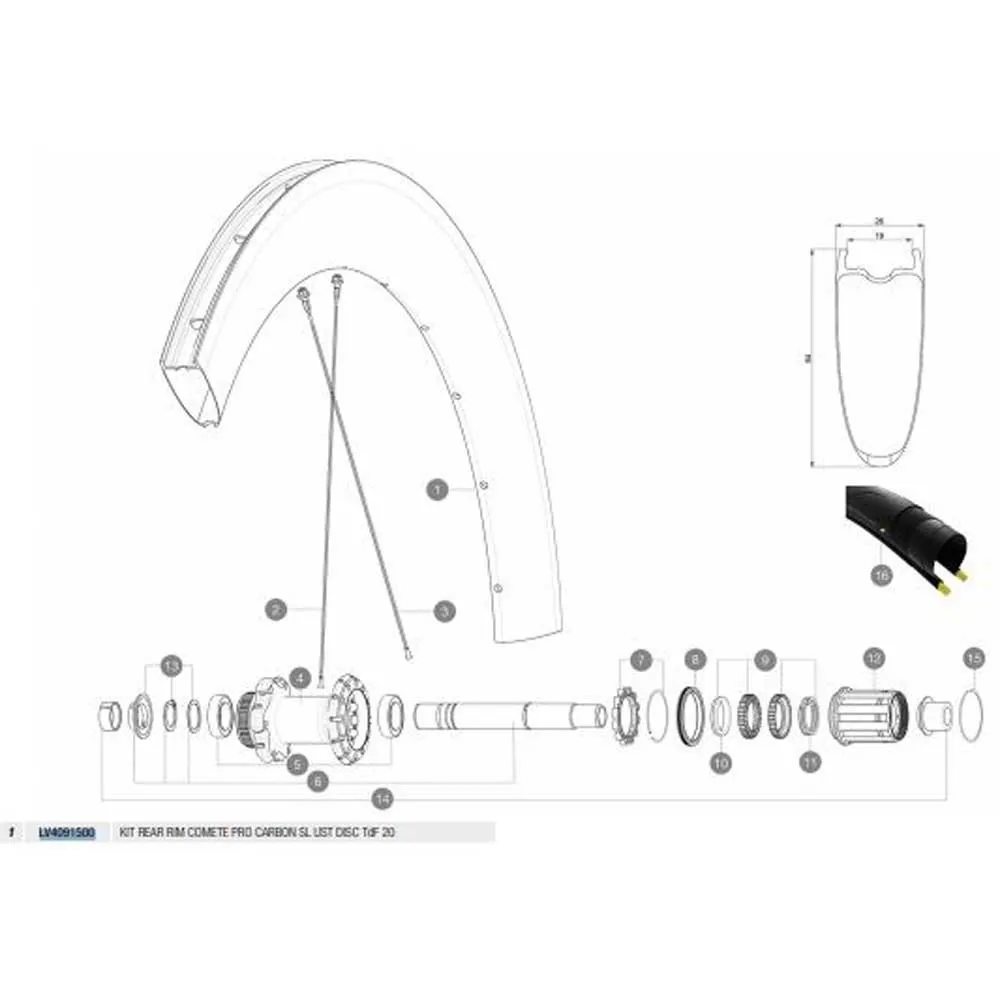 Mavic Comete Pro Carbon Sl Us Disc 20 Rear Fälg, Black, 700 - 28" 24H