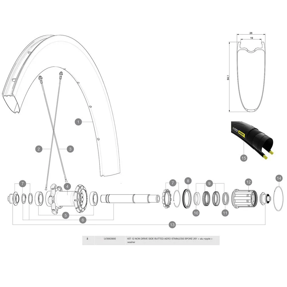 Mavic Comete Pro Carbon Sl Ust Bakre Vänster Ekrar 12 Enheter, Black, 261mm Mavic Comete Pro Carbon Sl Ust Bakre Vänster Ekrar 12 Enheter, Black, 261mm