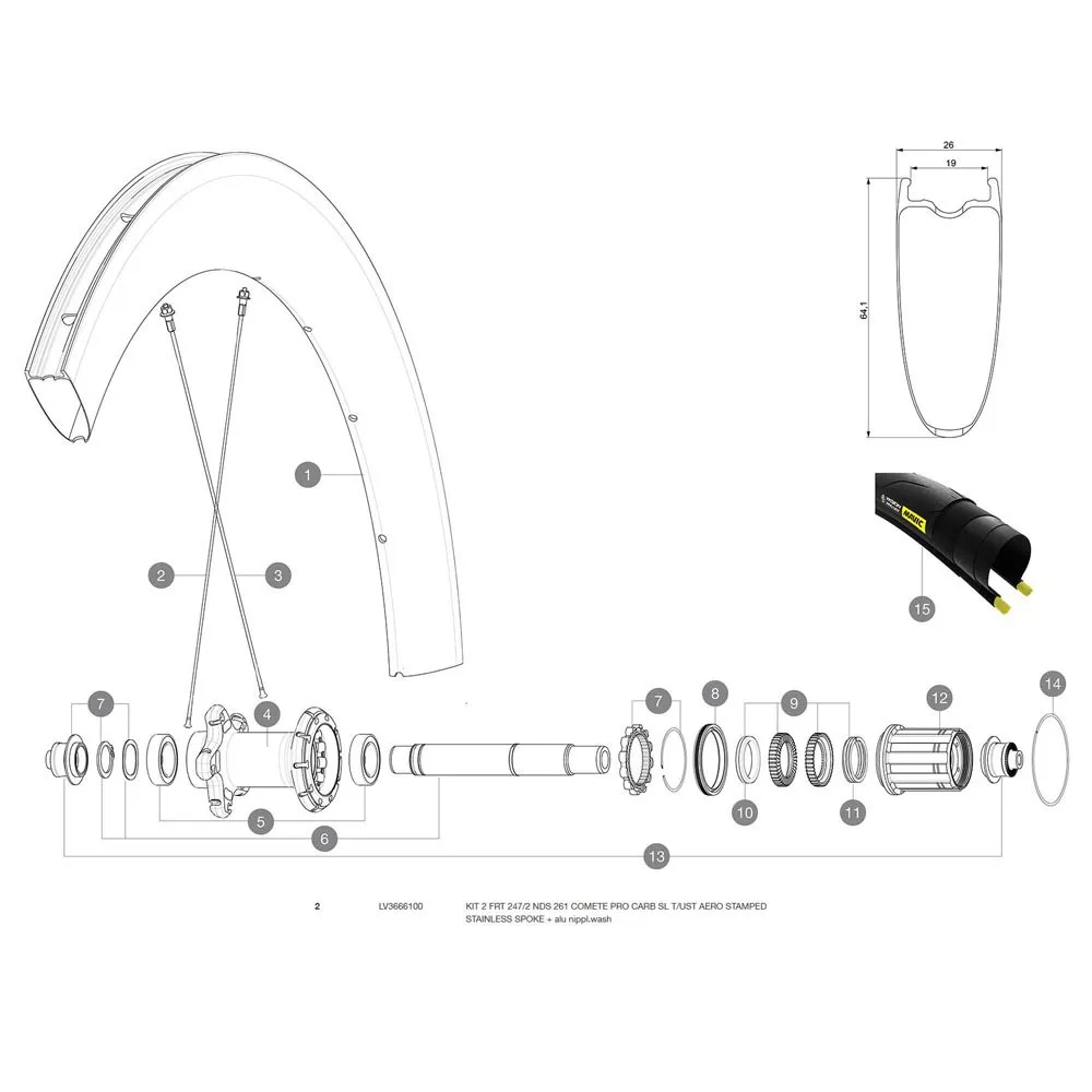 Mavic Comete Pro Carbon Sl Ust Front 2 Units/rear Left Ekrar 2 Enheter, Black, 247/261mm