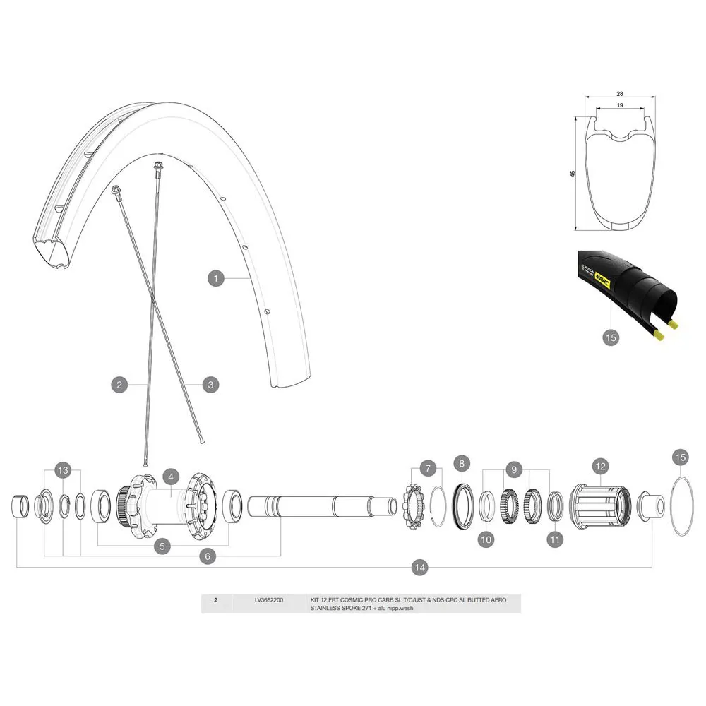 Mavic Cosmic Pro Carbon Sl C Vänstra Ekrar 12 Enheter, Black, 271mm