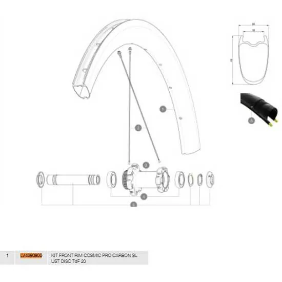 Mavic Cosmic Pro Carbon Sl Ust Disc 20 Front Fälg, Black, 700 - 28" 20H Mavic Cosmic Pro Carbon Sl Ust Disc 20 Front Fälg, Black, 700 - 28" 20H