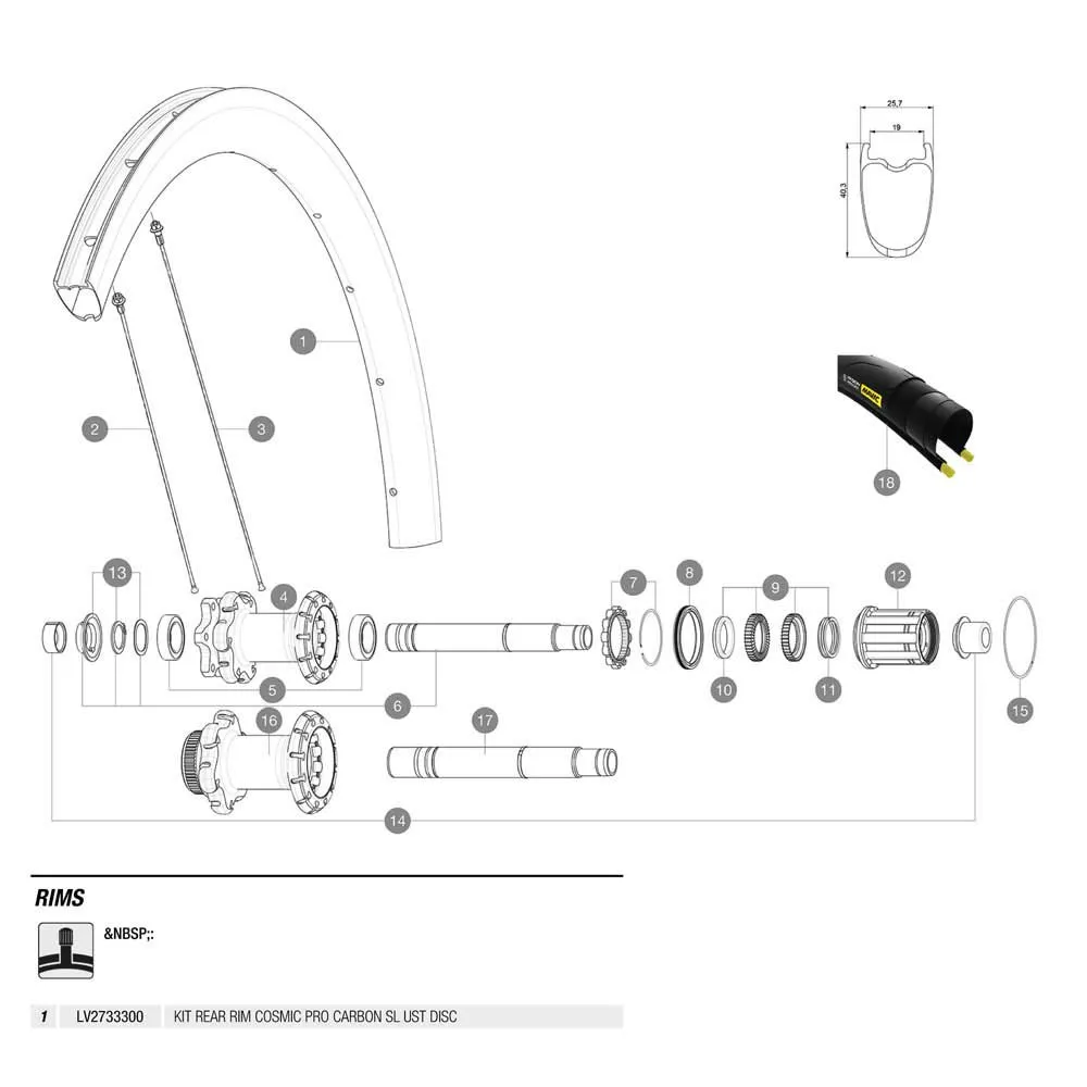 Mavic Cosmic Pro Carbon Sl Ust Disc Bakfälg, Black, 700 - 28" 24H Mavic Cosmic Pro Carbon Sl Ust Disc Bakfälg, Black, 700 - 28" 24H