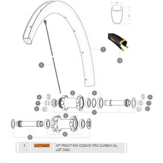 Mavic Cosmic Pro Carbon Sl Ust Disc Front Fälg, Black, 700 - 28" 24H Mavic Cosmic Pro Carbon Sl Ust Disc Front Fälg, Black, 700 - 28" 24H