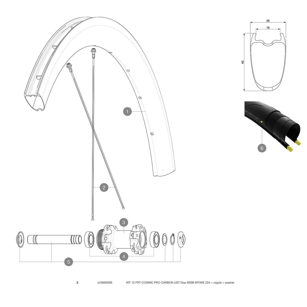Mavic Cosmic Pro Carbon Ust Disc 650 Framhjulsspekarna 12 Enheter, Black, 254mm
