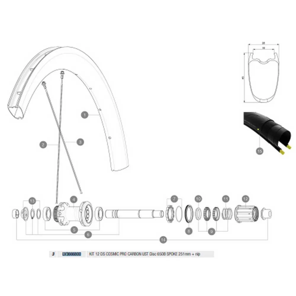 Mavic Cosmic Pro Carbon Ust Disc 650b Bakre Högra Ekrar 12 Enheter, Black, 251mm
