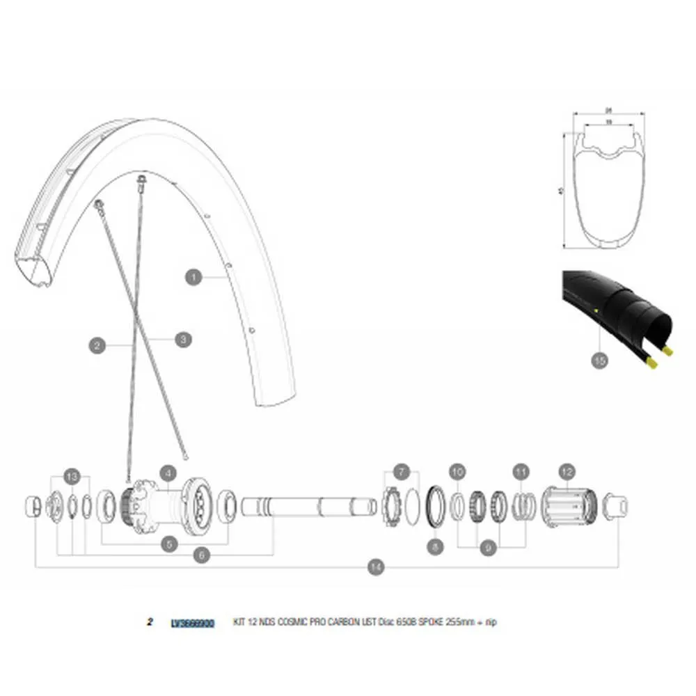 Mavic Cosmic Pro Carbon Ust Disc 650b Bakre Vänster Ekrar 12 Enheter, Black, 255mm