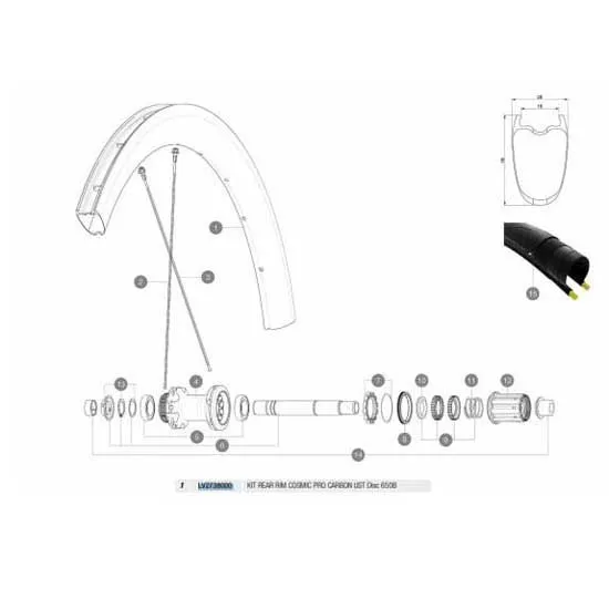 Mavic Cosmic Pro Carbon Ust Disc Rear Fälg, Black, 650B - 27.5" 2