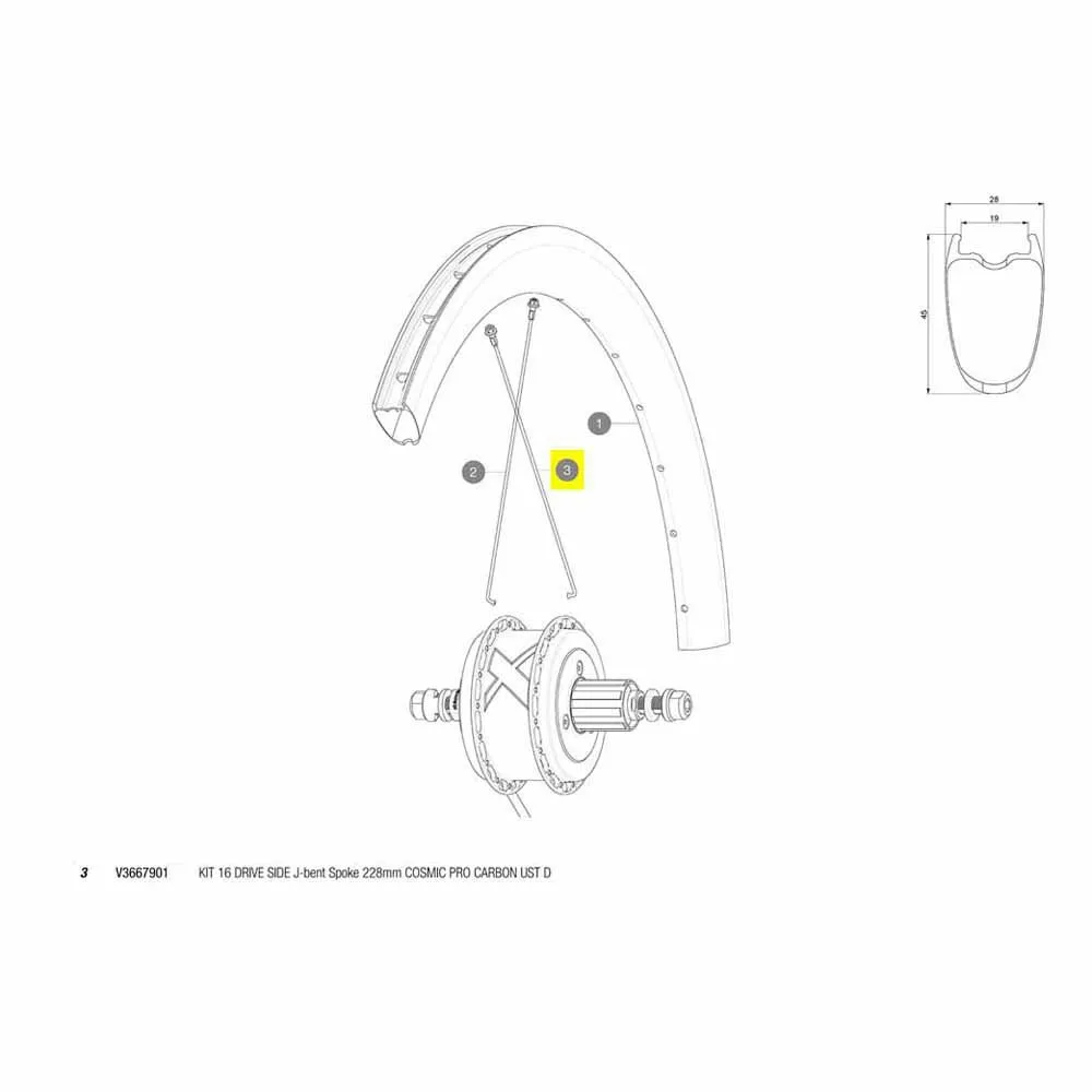 Mavic Cosmic Pro Carbon Ust Ubm Rear Right Eker 16 Enheter, Black, 228mm