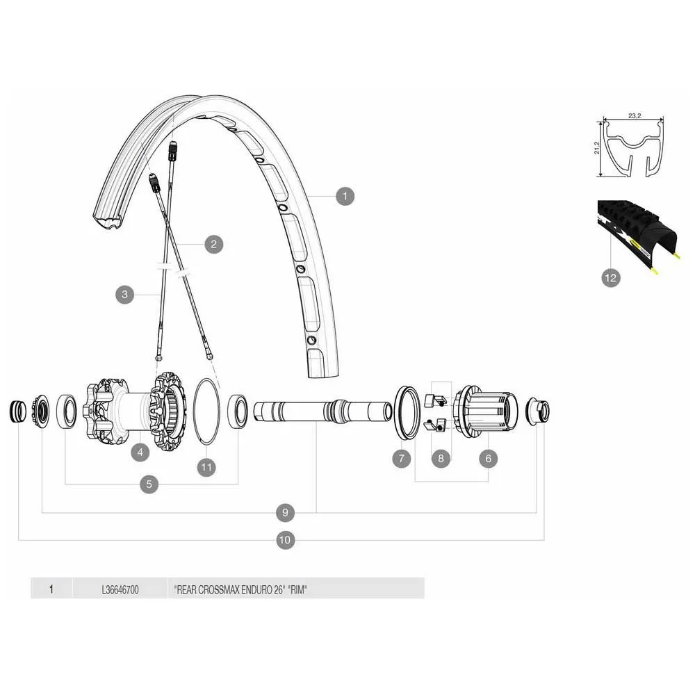 Mavic Crossmax Enduro 2014-15 Bakfälg, Yellow, 650C - 26" 20H