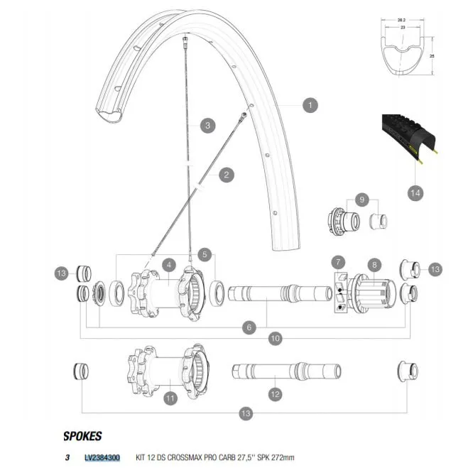 Mavic Crossmax Pro Carbon 27,5" Ersatzspeichen Modell 2017-2018
