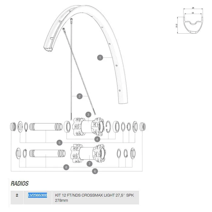 Mavic Crossmax/XA Light / Crossmax 27,5" Ersatzspeichen Modell 2018