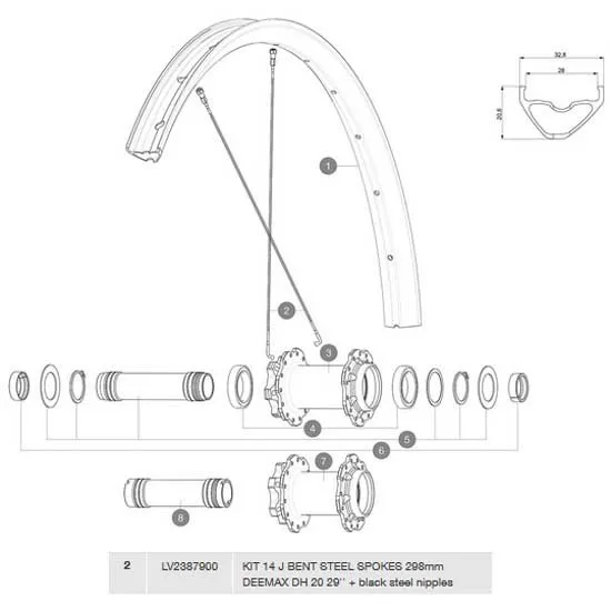 Mavic Deemax Dh 29 J-bent Eker 14 Enheter, Black, 298mm