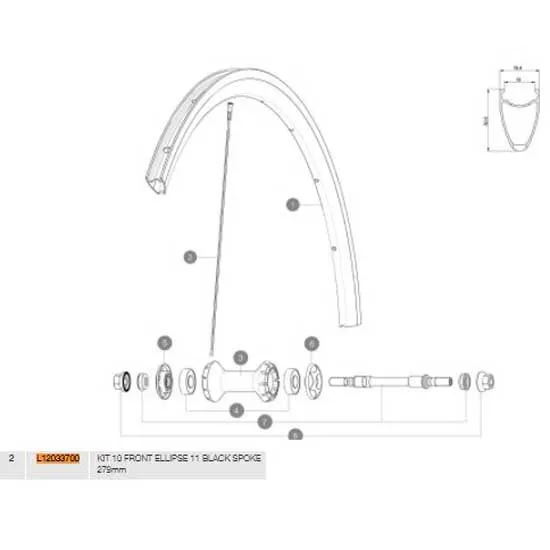 Mavic Ellipse 2011 Front Eker 10 Enheter, Black, 279mm