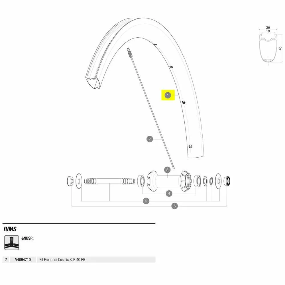 Mavic Front Cosmic Slr 40 Rb Landsvägscykelfälg, Black, 700 - 28"