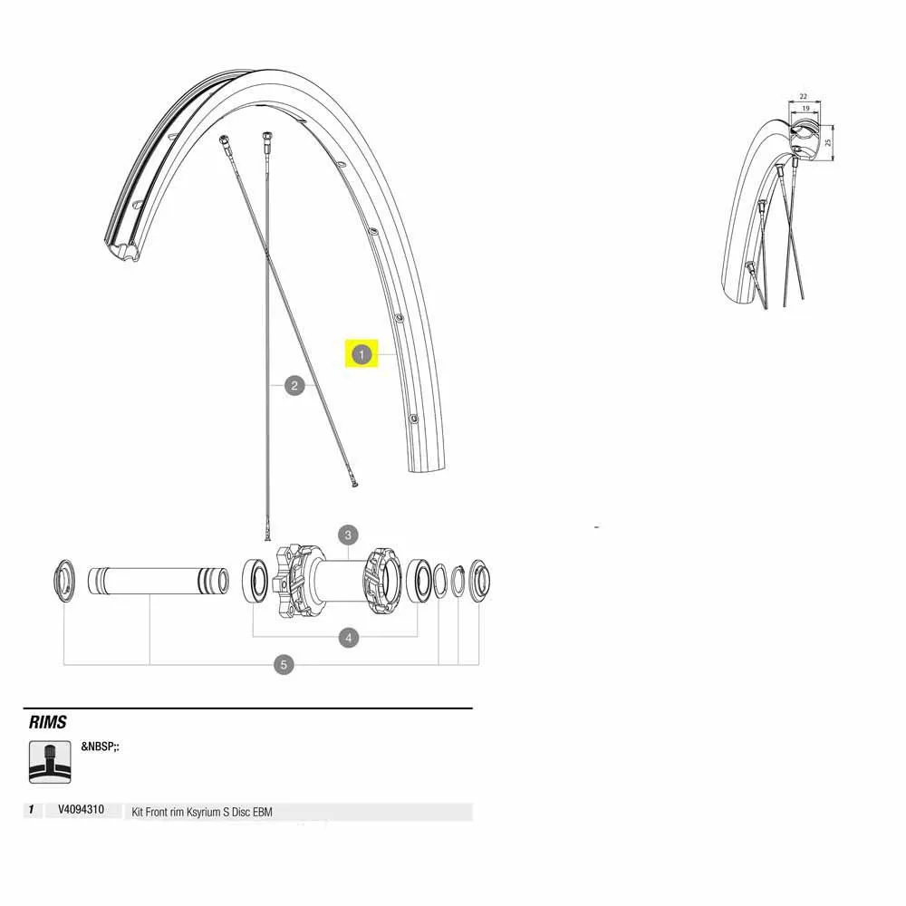 Mavic Front Ksyrium S Disc Ebm Landsvägscykelfälg, Black, 700 - 28"