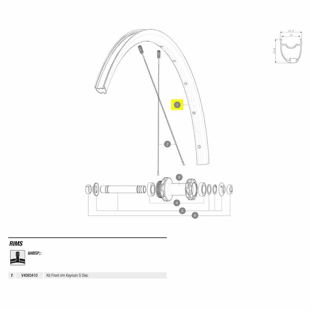 Mavic Front Ksyrium S Disc Landsvägscykelfälg, Black, 700 - 28"