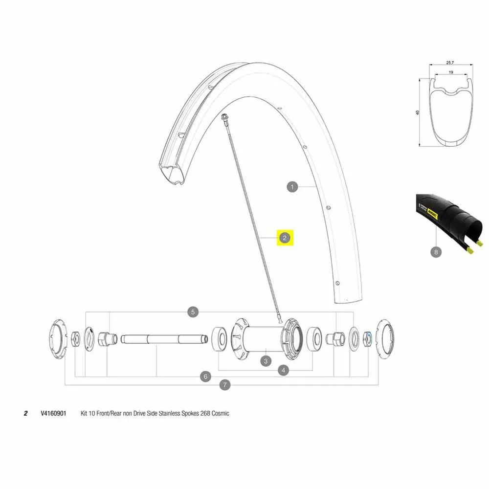Mavic Kit 10 Front/rear Cosmic Pro Carbon Ust Ekrar, Black, 268mm