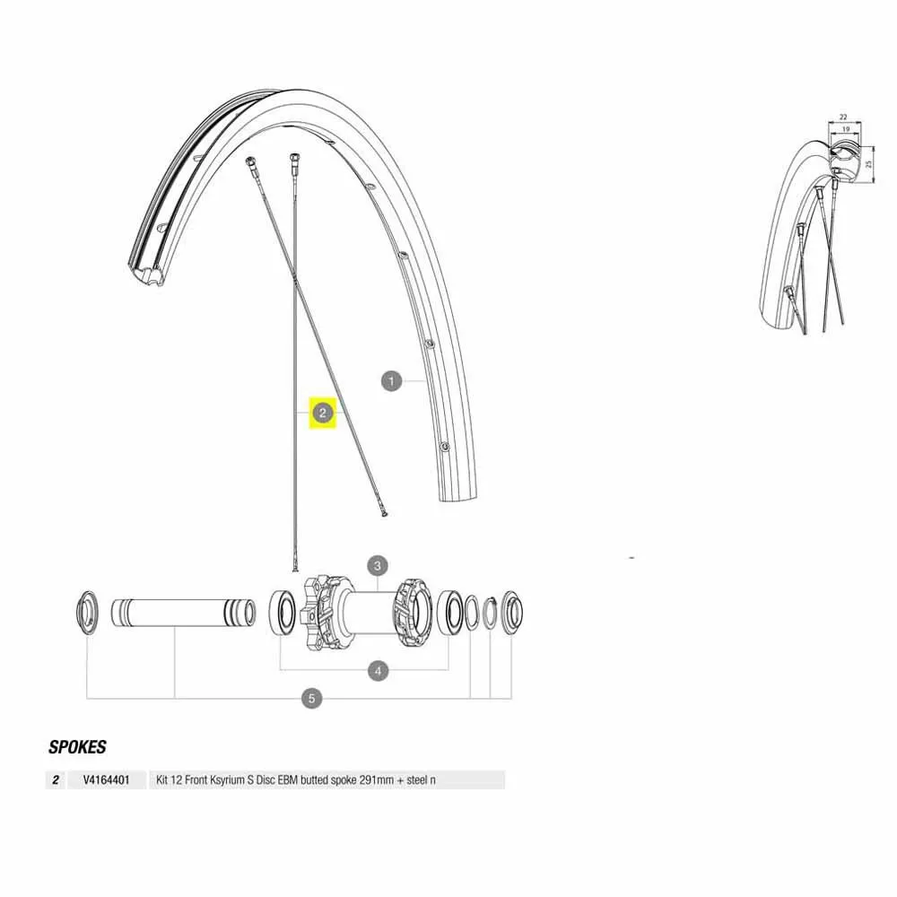 Mavic Kit 12 Front Ksyrium S Disc Ebm Ekrar, Black, 291mm