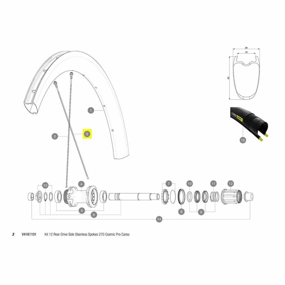 Mavic Kit 12 Rear Cosmic Pro Carbon Ust Disc Ekrar, Black, 270mm
