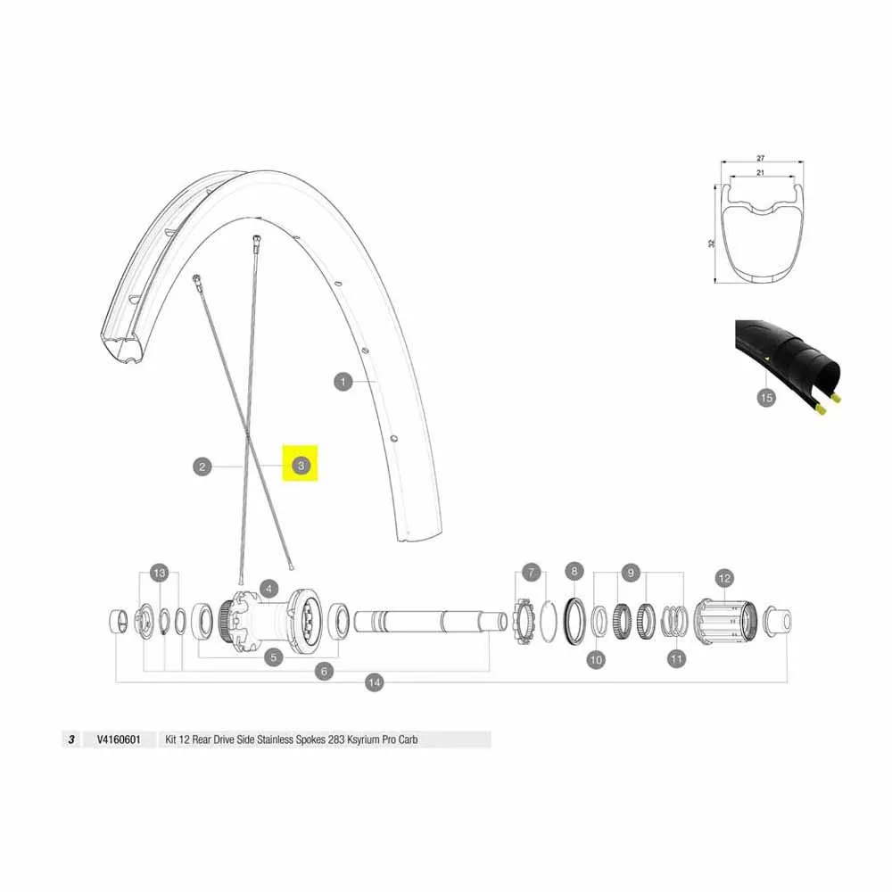 Mavic Kit 12 Rear Ksyrium Pro Carbon Ust Disc Ekrar, Black, 283mm Mavic Kit 12 Rear Ksyrium Pro Carbon Ust Disc Ekrar, Black, 283mm