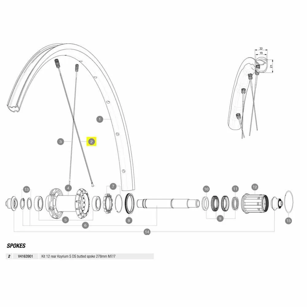Mavic Kit 12 Rear Ksyrium S Ds Ekrar, Black, 278mm