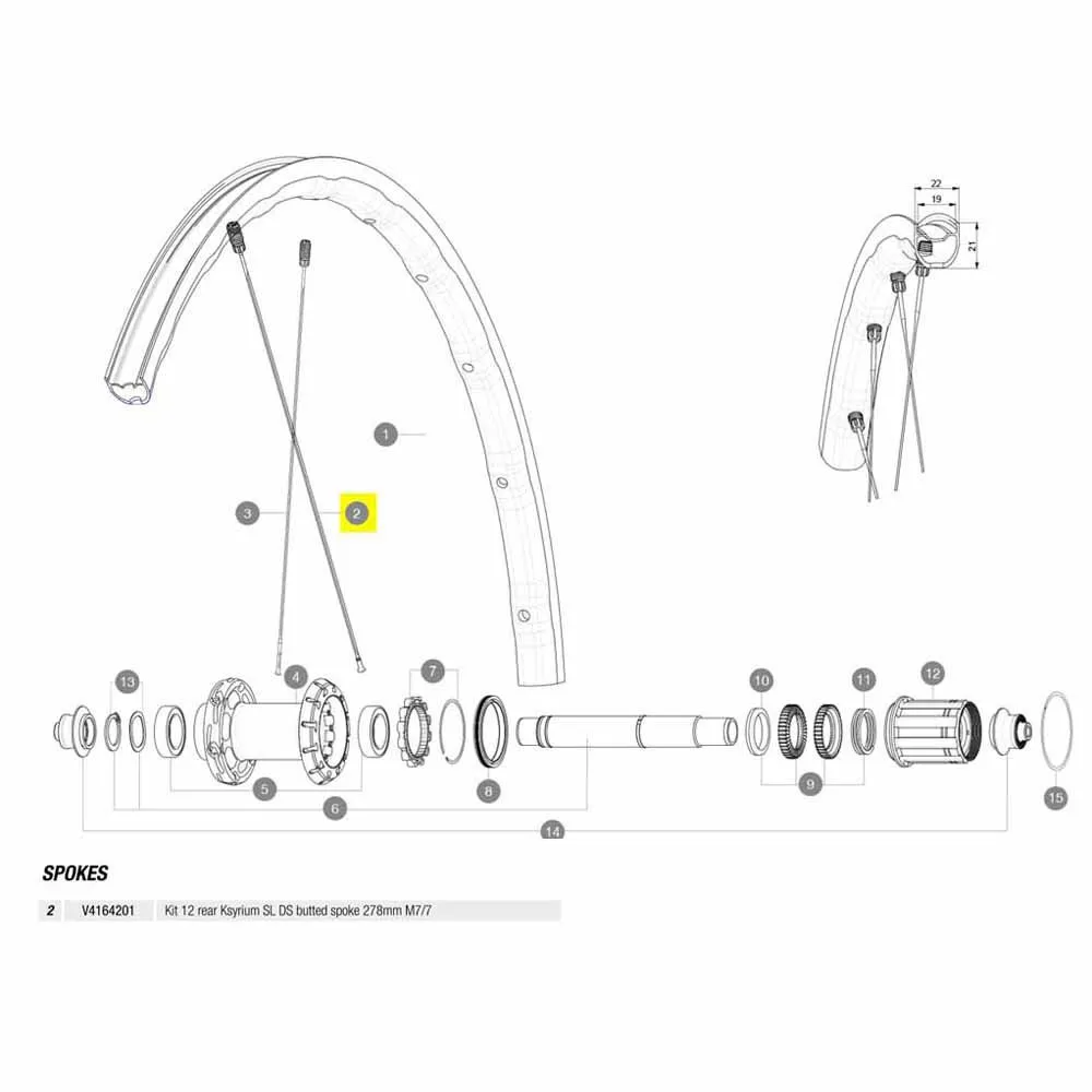 Mavic Kit 12 Rear Ksyrium Sl Ds Ekrar, Black, 278mm