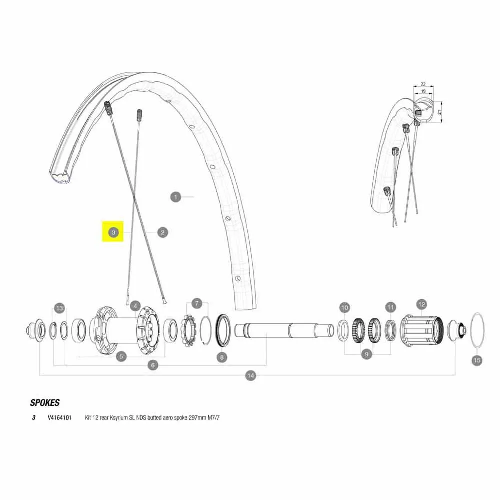 Mavic Kit 12 Rear Ksyrium Sl Nds Ekrar, Black, 297mm