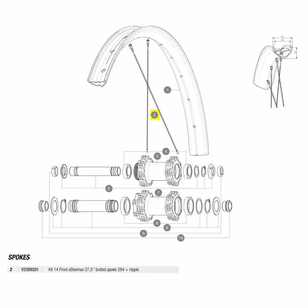 Mavic Kit 14 Front Edeemax 27.5´´ Ekrar, Black, 284mm