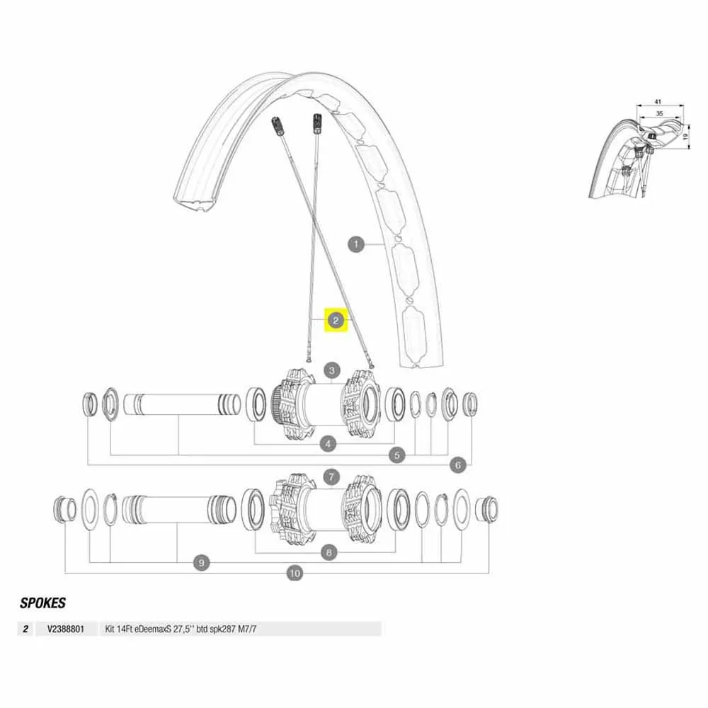 Mavic Kit 14 Front Edeemax S 27.5´´ Ekrar, Black, 287mm