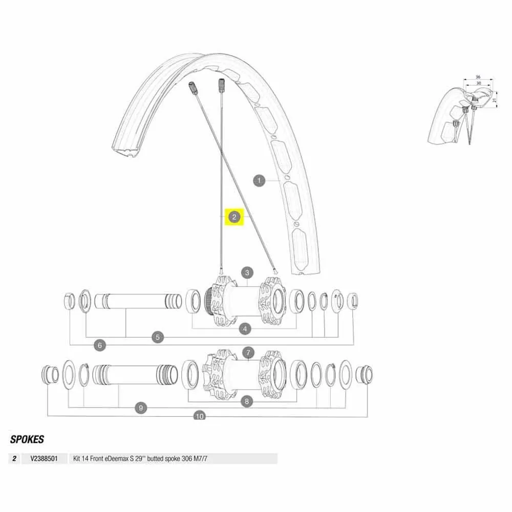 Mavic Kit 14 Front Edeemax S 29´´ Ekrar, Black, 306mm