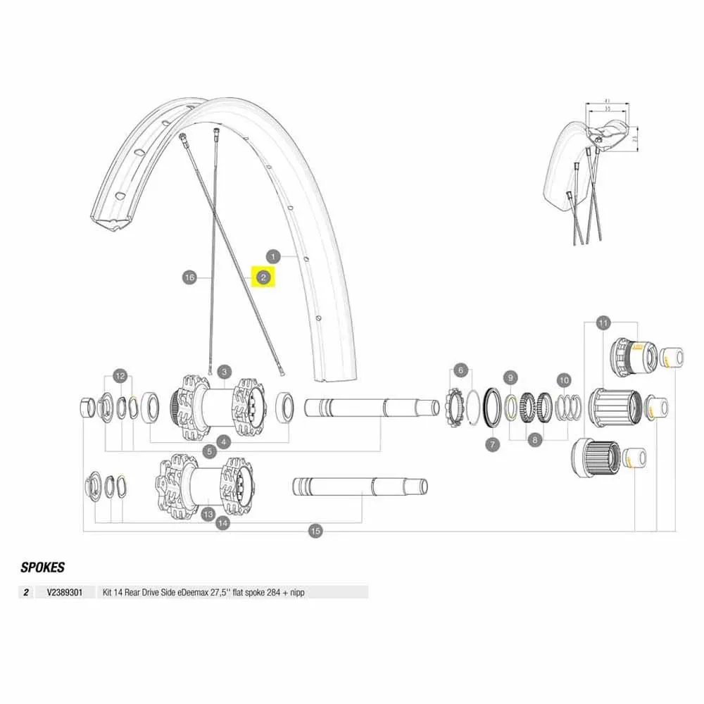 Mavic Kit 14 Rear Drive Side Edeemax 27.5´´ Ekrar, Black, 284mm