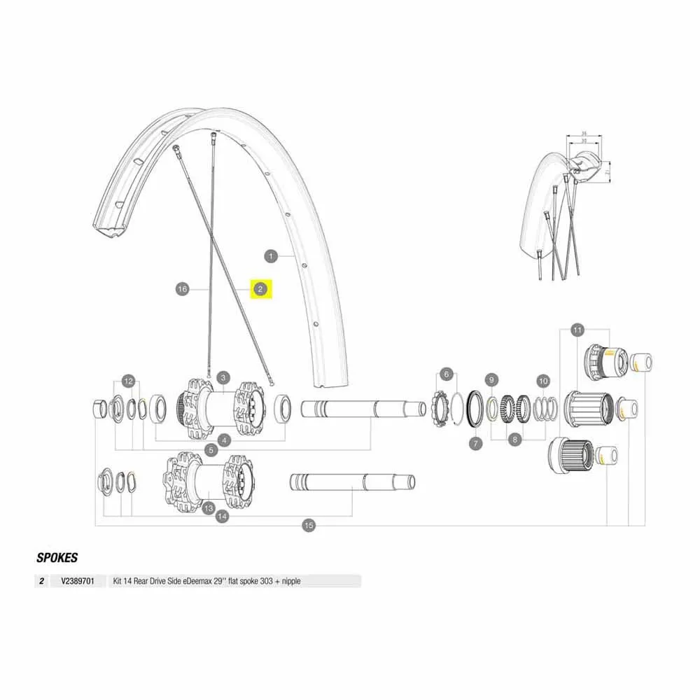 Mavic Kit 14 Rear Drive Side Edeemax 29´´ Ekrar, Black, 303mm